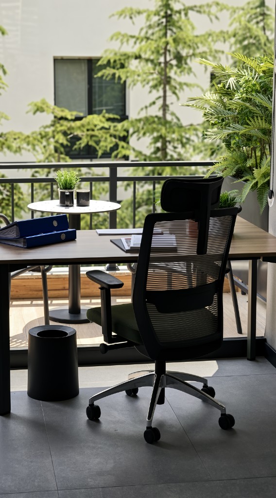 Hazır ofis çalışma alanı, balkon manzarası